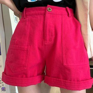 Short-sleeve Bear Print T-shirt / High-waist Shorts
