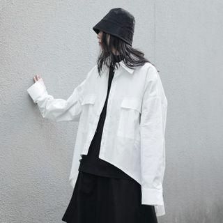 Long-sleeve Plain Dip-back Shirt