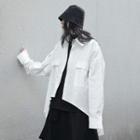 Long-sleeve Plain Dip-back Shirt