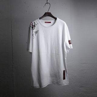 Carp-printed T-shirt (white)
