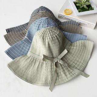 Bow-accent Plaid Wide Brim Bucket Hat