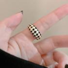 Two-tone Alloy Open Ring White & Black & Gold - One Size