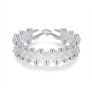 Fashion Woven Rope Bead Bracelet Silver - One Size