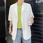 Short-sleeve Plain Zip-up Blazer