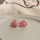 Flocking Peach Earring 1 Pair - Silver Stud - Pink - One Size