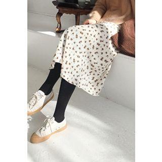 Flower Pattern Chiffon Midi Skirt