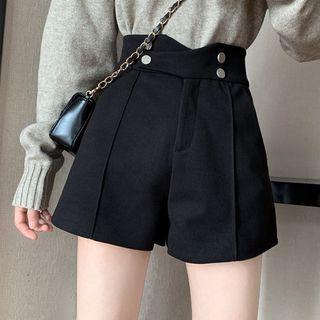High-waist Wide-leg Wool Shorts
