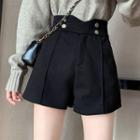 High-waist Wide-leg Wool Shorts