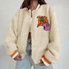 Embroidery Fleece Button Jacket
