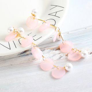 Acrylic Disc Faux Pearl Dangle Earring