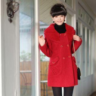 Faux-fur Collar Shirred-pocket Coat
