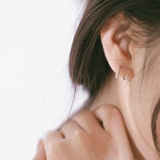 925 Sterling Silver Rhinestone Swirl Earring