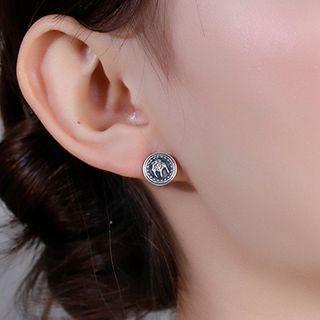 925 Sterling Silver Retro Embossed Earring 1 Pair - One Size