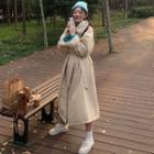Double Breasted Fleece Collar Long Coat