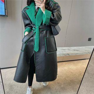 Reversible Faux Leather Fleece Coat