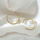 Faux Pearl Alloy Open Hoop Earring 1 Pair - 925 Silver Needle - Gold - One Size
