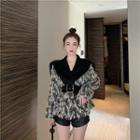 V-neck Jacket With Belt - As Shown In Figure - One Size