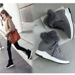 Faux Fur Trim High-top Sneakers