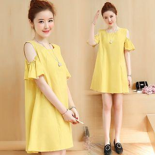 Cold-shoulder Mini Shift Dress