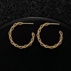 Twisted Hoop Earring Stud Earring - 1 Pair - Gold - One Size