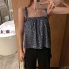 Shoulder-tie Dotted Chiffon Top