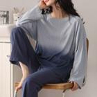 Loungewear Set: Long-sleeve Gradient Top + Pants