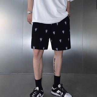 Lightning Bolt Print Wide-leg Shorts