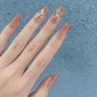Glitter Faux Nail Patch Khaki - One Size