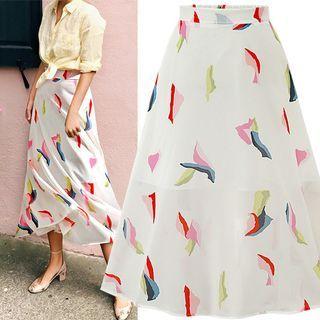 Chiffon Pattern Print A-line Skirt