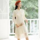 Long-sleeve Lace Detail Knit Dress