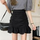 High-waist Ruched Fish Tail Mini Skirt