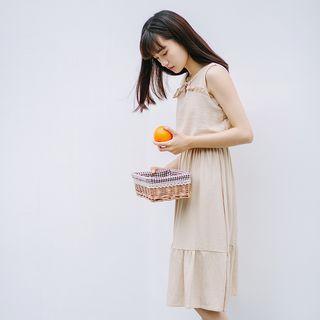 Gathered Waist Sleeveless A-line Midi Dress
