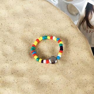 Resin Bead Ring 1 Pc - Ring - Red & Yellow & Green - One Size