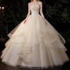Spaghetti Strap Sequined Wedding Ball Gown