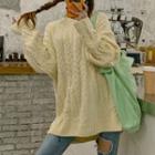 Plain Cable Knit Long-sleeve Top