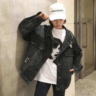 Denim Ripped Buttoned Jacket