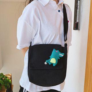 Animal Fluffy Pin Flap Cover Canvas Crossbody Bag