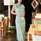 Traditional Chinese Cap-sleeve Pattern Dress
