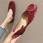 Square-toe Round Buckled Dorsay Flats