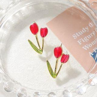 Flower Alloy Earring 1 Pr - Red - One Size