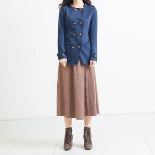Long-sleeve Double Breasted Knit Top