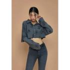 Dip-back Distressed Cropped Shirt