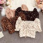 Cropped Floral Puff-sleeve Blouse