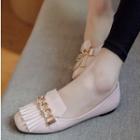 Chain Detail Fringed Loafers