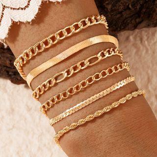 Set Of 6: Chain Bracelet Set Of 6 - 16408 - Gold - One Size