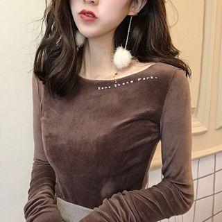 Print Velvet Long-sleeve Top
