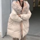 Faux-fur Hooded Padded Coat Almond - One Size