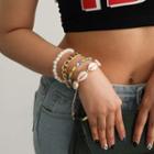 Faux Pearl / Shell / Bead / Chunky Chain Bracelet / Set 0680 - Gold - One Size
