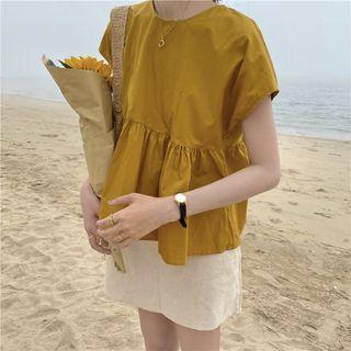 Short-sleeve Bow Lace-up Strap Top