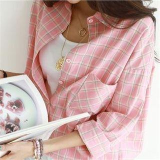 Pocket-front Dip-back Checked Shirt